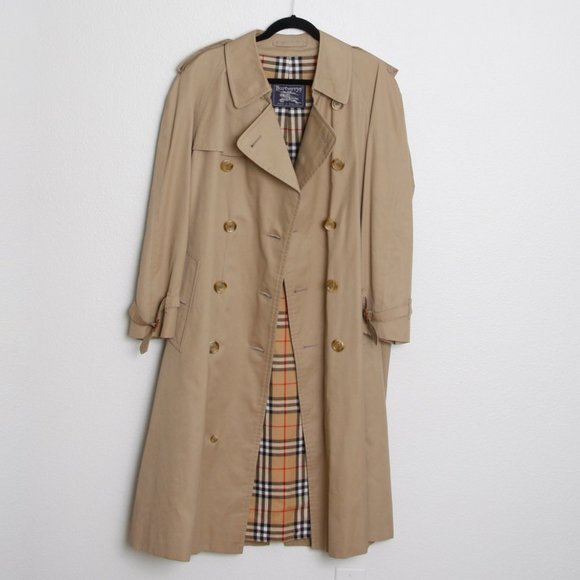 Burberry Vintage Double Breasted Trench Coat Nova Check Lining 54 Short Men's - Picture 2 of 14